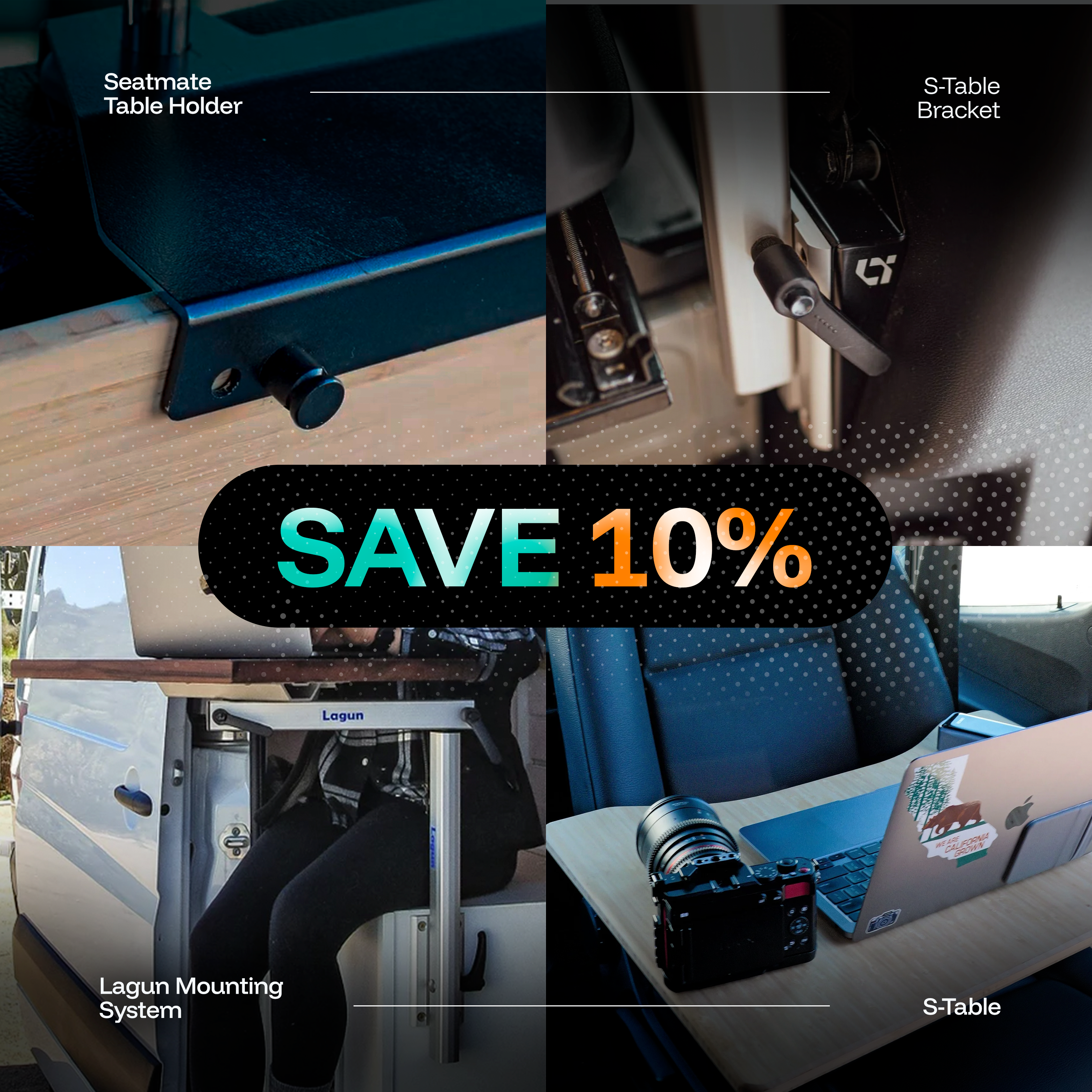 Complete Table System Bundle (Lagun Mounting System + S-Table Bracket + S-Table + SeatMate)