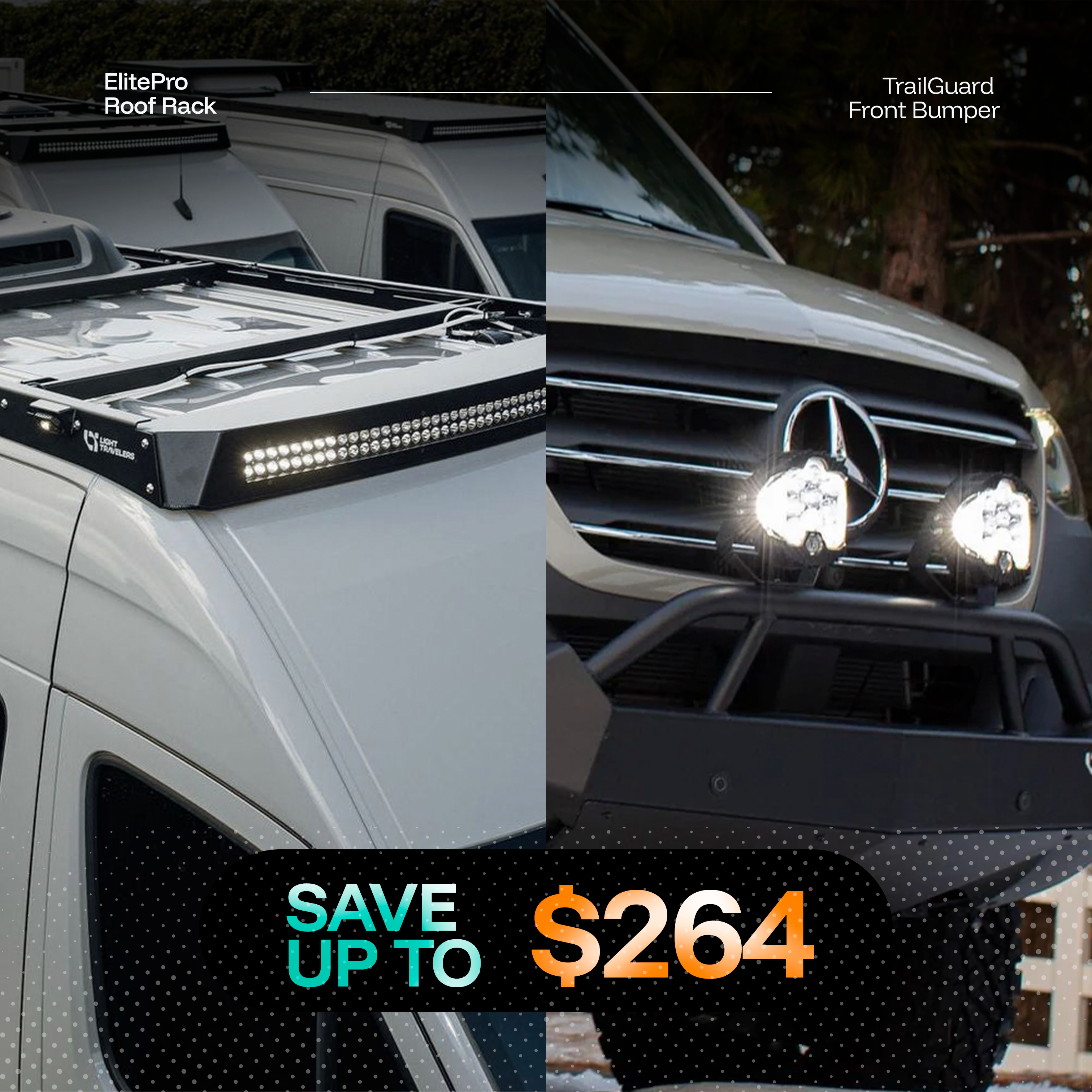 Exterior Upgrade Bundle (ElitePro Roof Rack + TrailGuard Front Bumper)